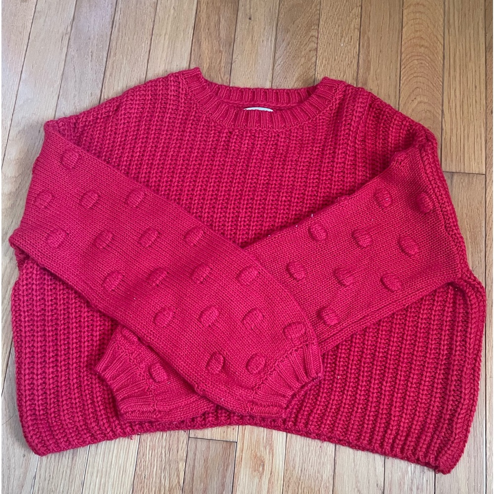 Red knitted sweater for women, good for winter or coldish weather